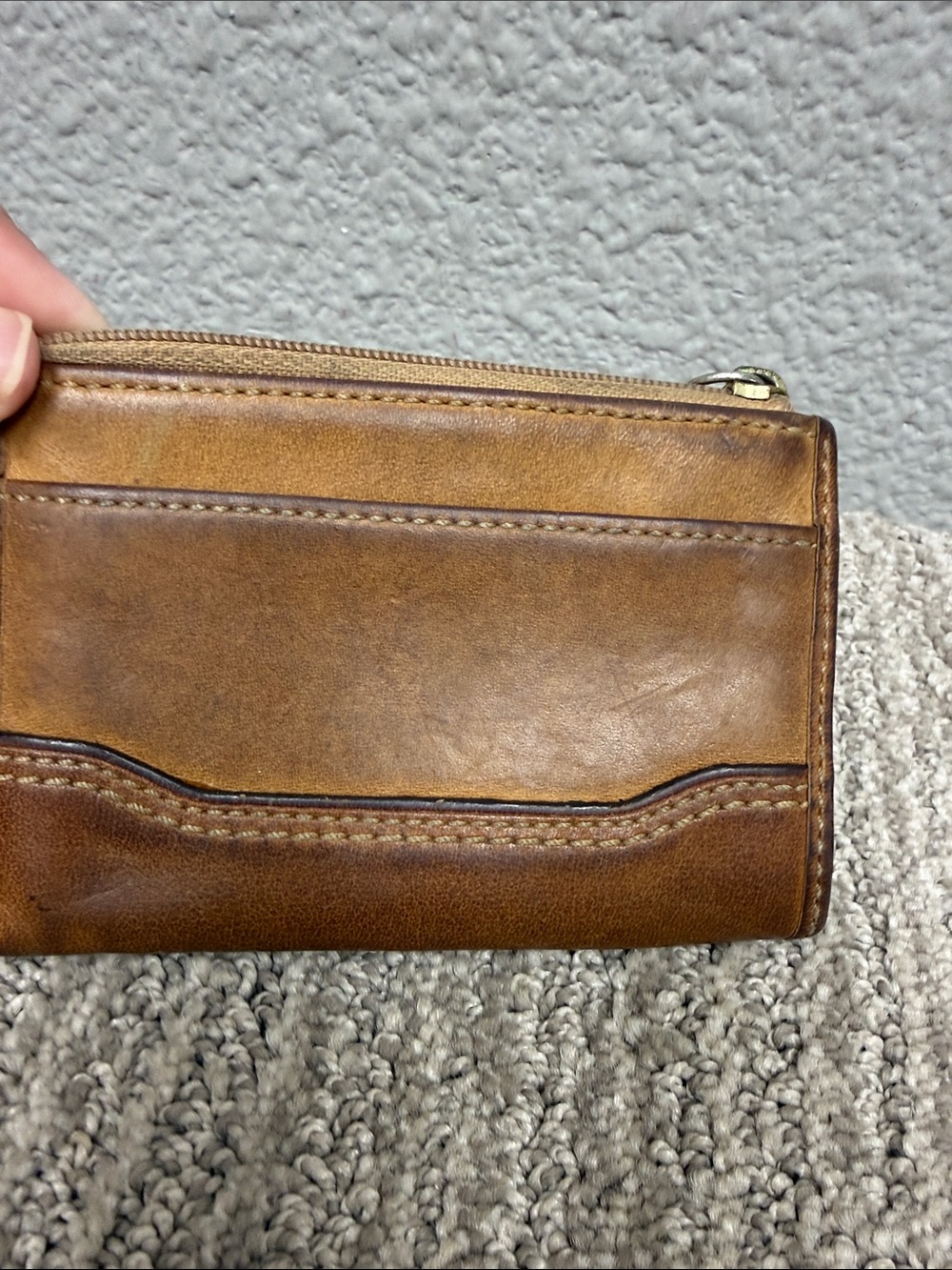 Coach Vintage Bleeker Tattersall Brown Leather Zip Card Case with Key Ring - Picture 7 of 12
